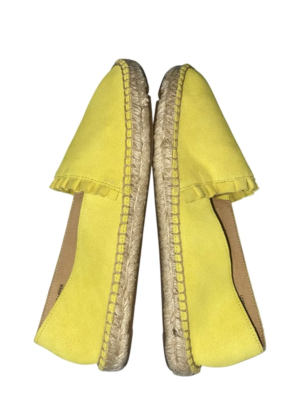 Talbots Izzy Suede Espadrille Flat Size 7.5 Ruffled Chartreuse Sunny Yellow